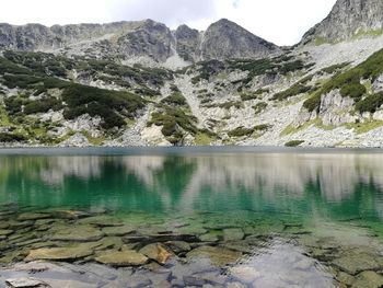 Scenic view of lake and mountains