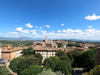 High angle view of townscape against sky