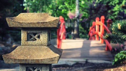 Japanese garden granite stone latern the place of spiritual reflection