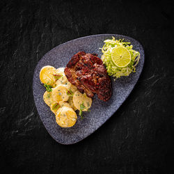 High angle view of food on table