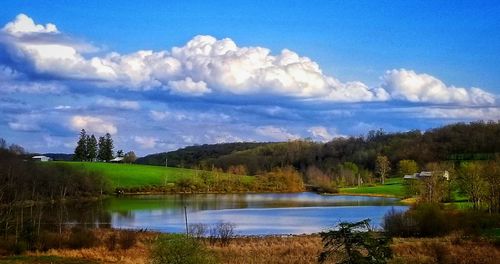 Scenic view of lake against sky