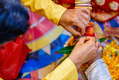 High angle view of couple