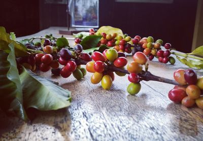 Fruits on multi colored berries