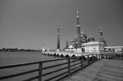 Black and white of crystal mosque or masjid kristal in kuala terengganu, terengganu.