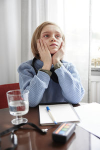 Girl doing homework at home