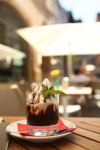 Close-up of drink on table in restaurant