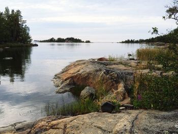 Scenic view of lake against sky