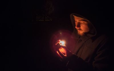 Man with light painting