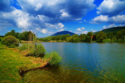 Scenic view of lake against sky