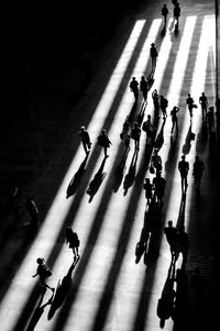 High angle view of people on floor