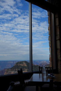 View of restaurant glass window