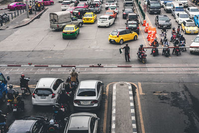 High angle view of traffic on road