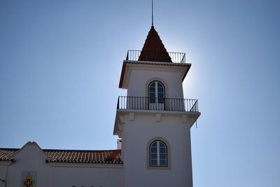 Low angle view of building against clear sky