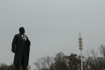 Low angle view of statue against clear sky