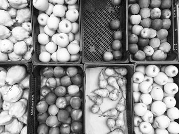 High angle view of vegetables for sale in market