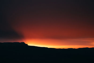 Silhouette of landscape against dramatic sky