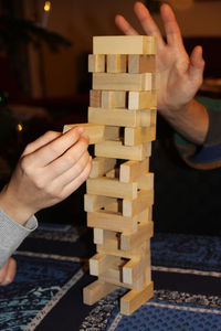 Father and son playing at home