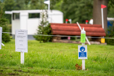 Information sign on field