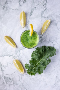 High angle view of fruits on ice