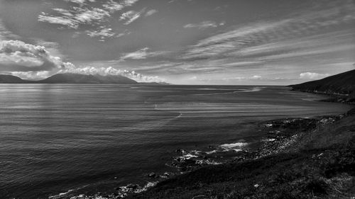 Scenic view of sea against cloudy sky