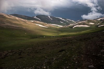 Scenic view of mountains against sky