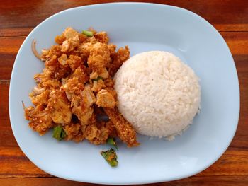 High angle view of meal served in plate