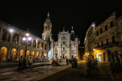 Low angle view of church at night