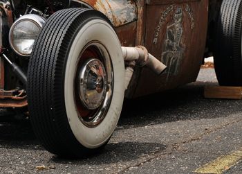 Hot rod car on road