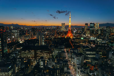 Illuminated cityscape at night