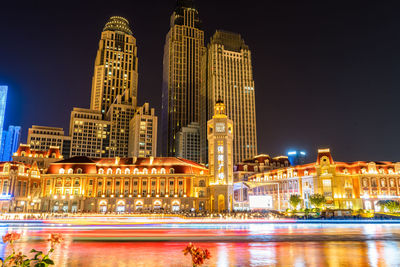 Illuminated city at night