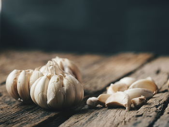 Close-up of garlic on table