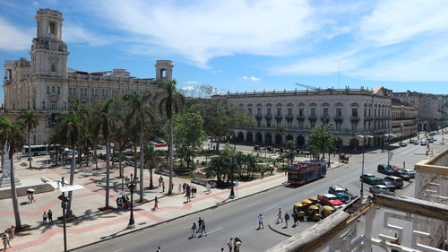 High angle view of buildings in city