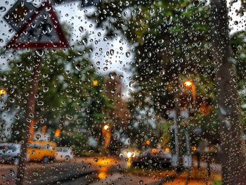 Close-up of wet window in rainy season