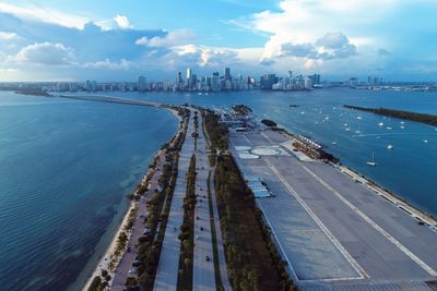 Panoramic view of city against cloudy sky