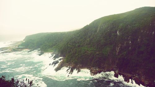 Scenic view of sea against clear sky