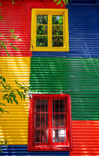 Exterior of multi colored building