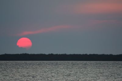 Scenic view of sea against clear sky at sunset