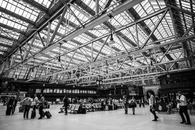 People at railroad station