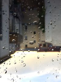 Close-up of water drops on window