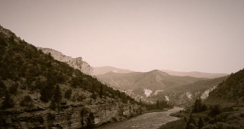 Scenic view of mountains against clear sky