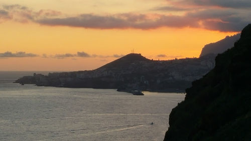 Scenic view of sea at sunset