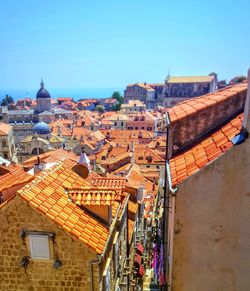 High angle view of townscape against sky