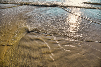 High angle view of surf on beach