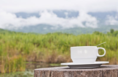 Coffee cup on table