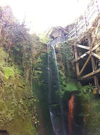 Low angle view of waterfall