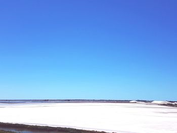 Scenic view of landscape against clear blue sky