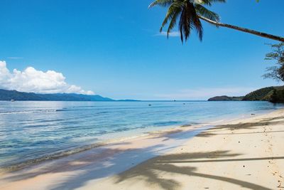 Scenic view of sea against blue sky