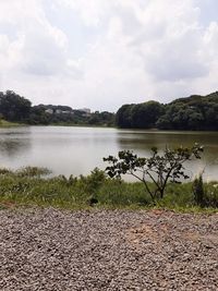 Scenic view of lake against sky