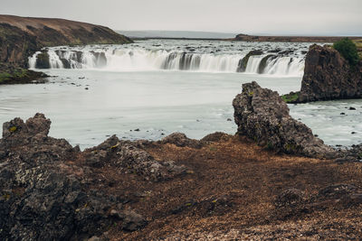 Scenic view of waterfall