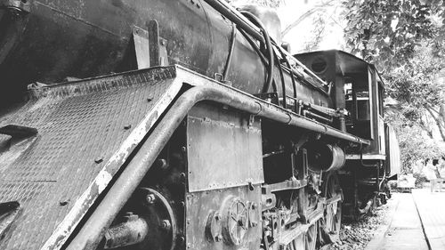 Abandoned train on railroad track